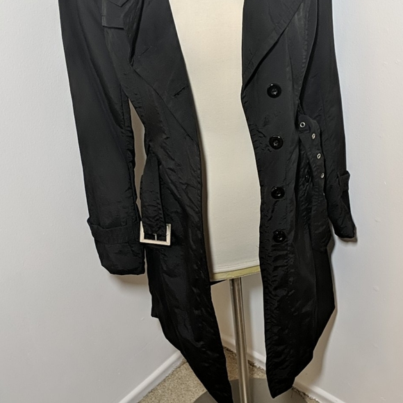 ✔️Miss Lili Black Belted Trench Coat Medium - Picture 11 of 14